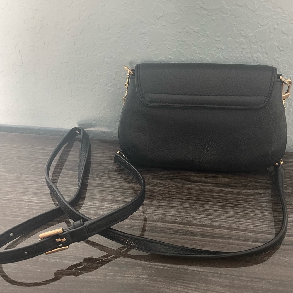 Black, leather small crossbody